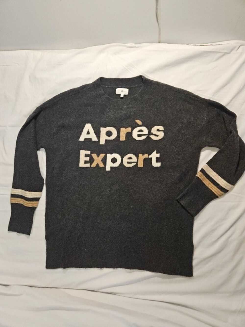 Lou & Grey NWOT Après Expert Charcoal Gray Knit‎ Ski Sweater - Large